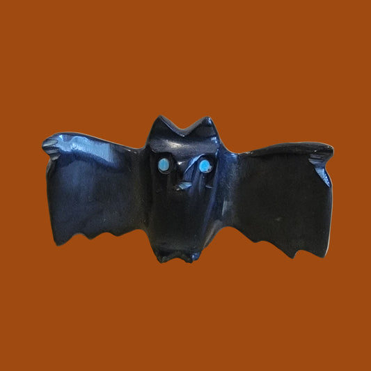 Black Marble Halloween Bat Zuni Fetish