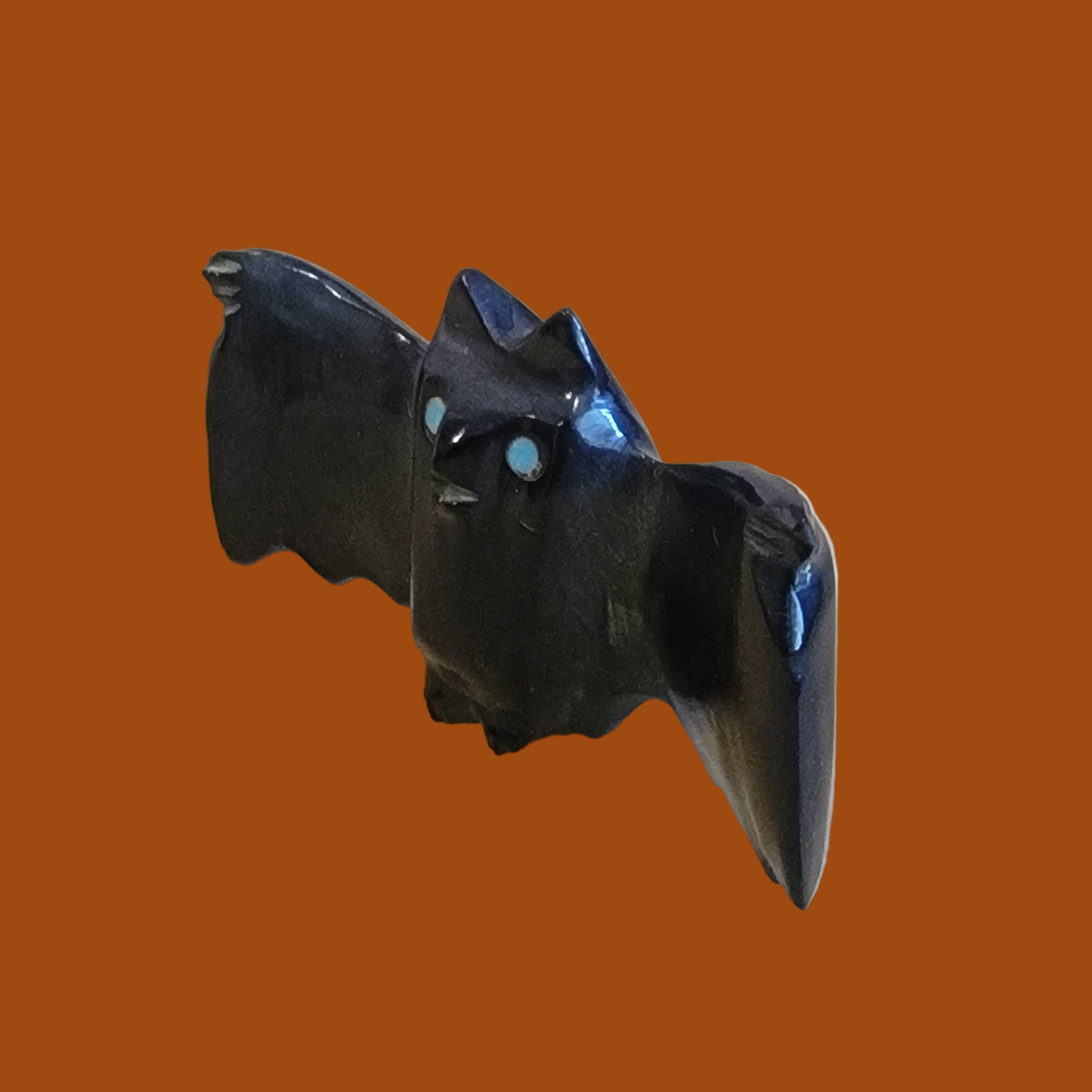 Black Marble Halloween Bat Zuni Fetish