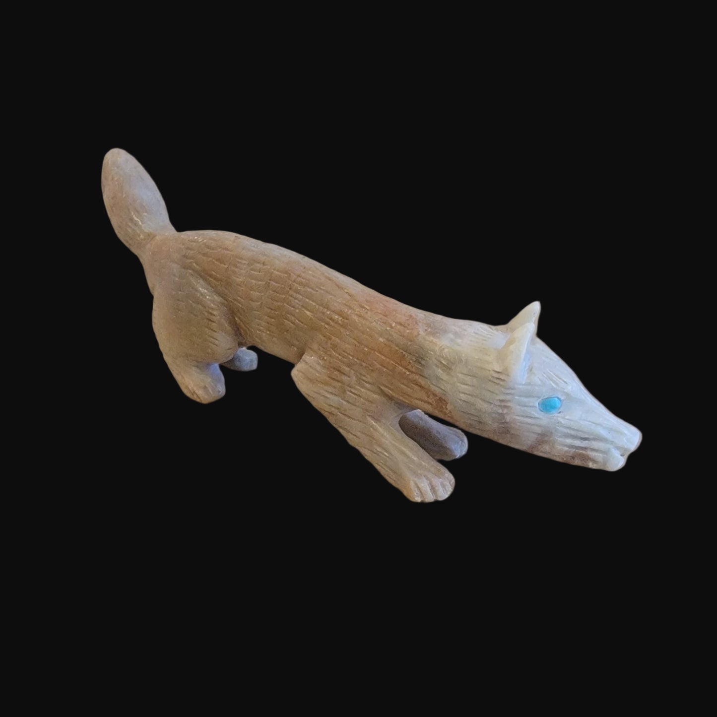 Picasso Marble Wolf on the Prowl Zuni Fetish