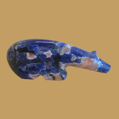 Sunset Sodalite Long Necked  Zuni Fetish Bear