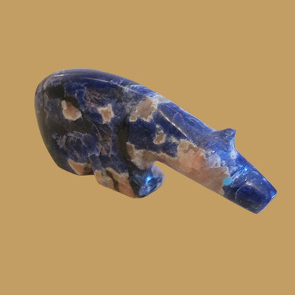 Sunset Sodalite Long Necked  Zuni Fetish Bear