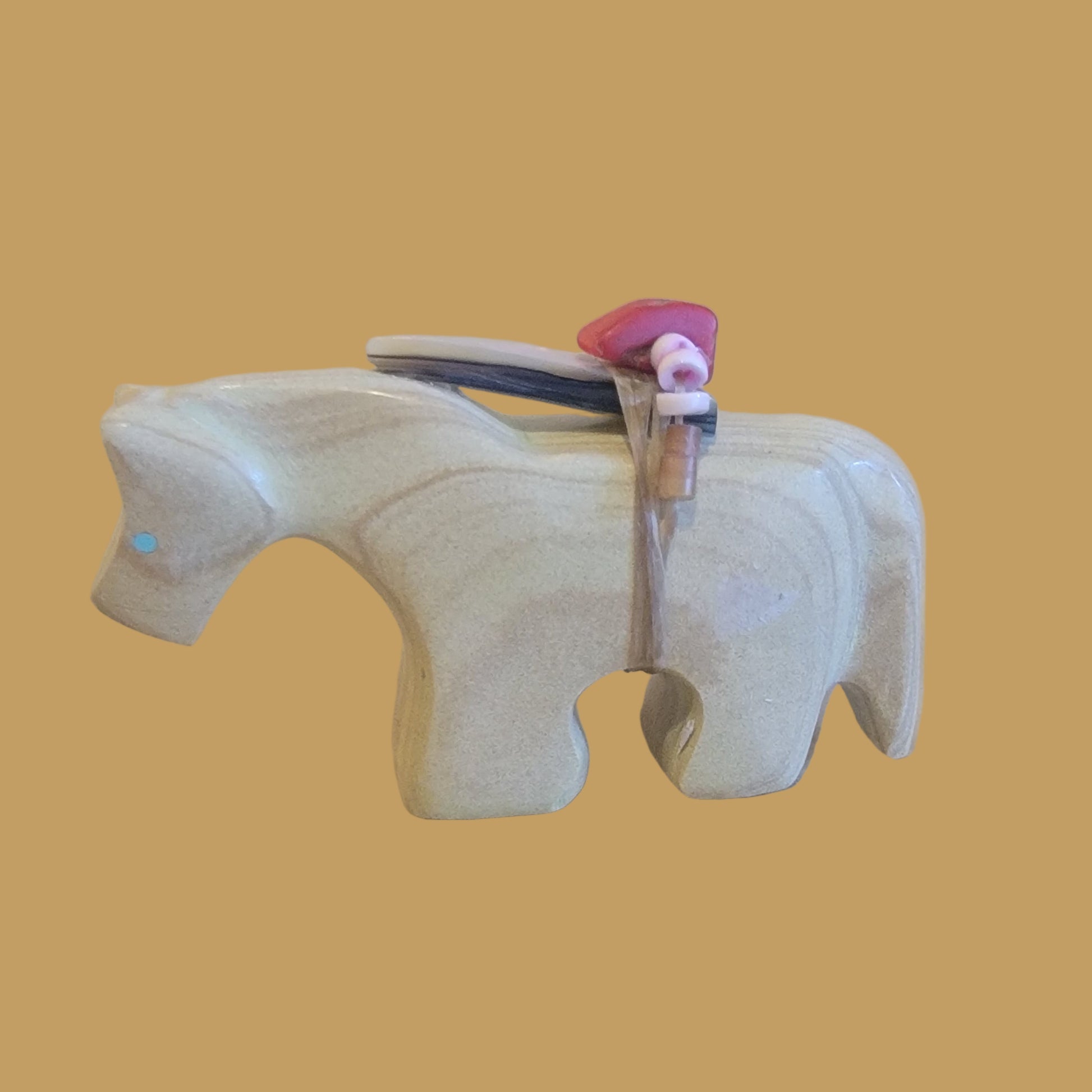 Healing Horse w/Colorful Heartline Zuni Fetish