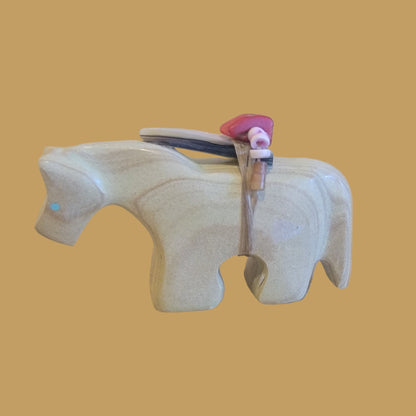 Healing Horse w/Colorful Heartline Zuni Fetish