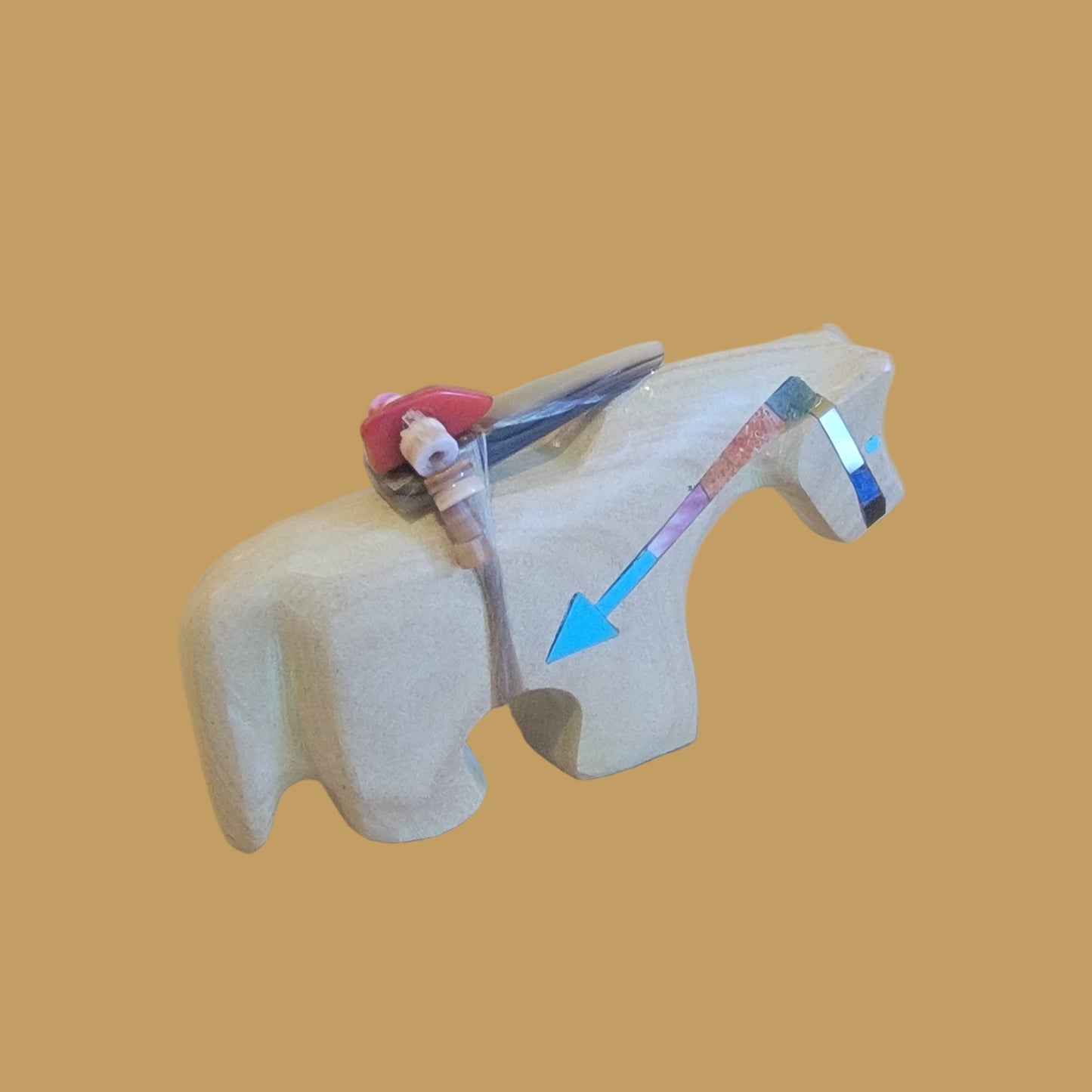 Healing Horse w/Colorful Heartline Zuni Fetish