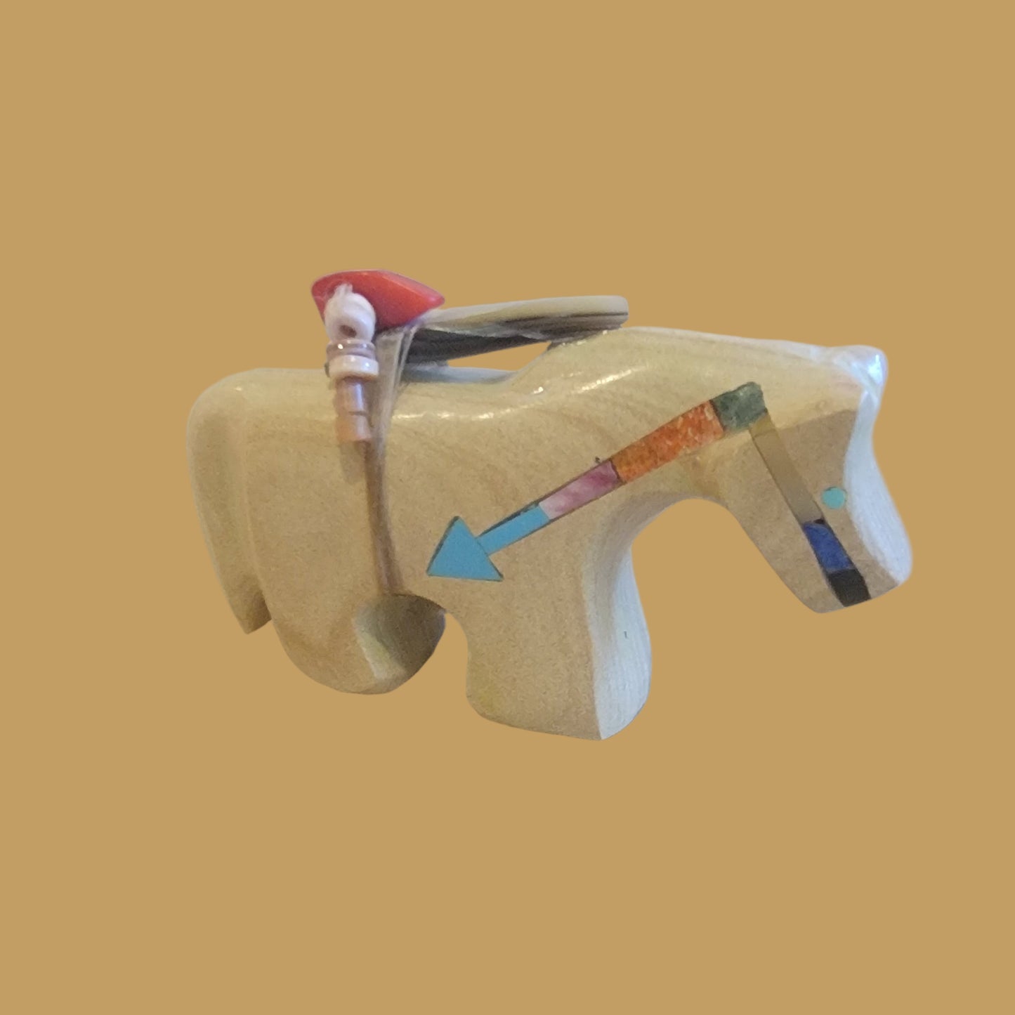 Healing Horse w/Colorful Heartline Zuni Fetish