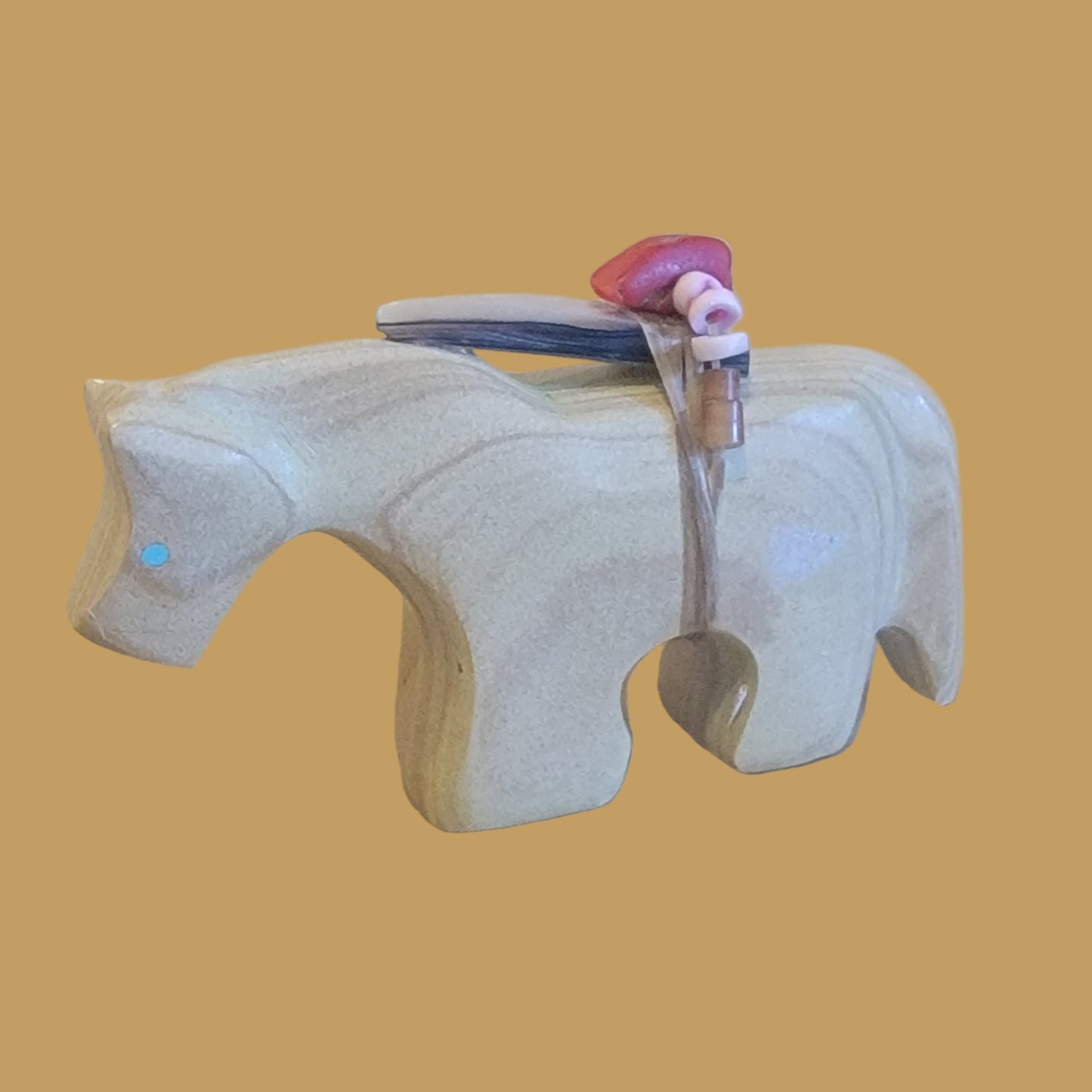 Healing Horse w/Colorful Heartline Zuni Fetish