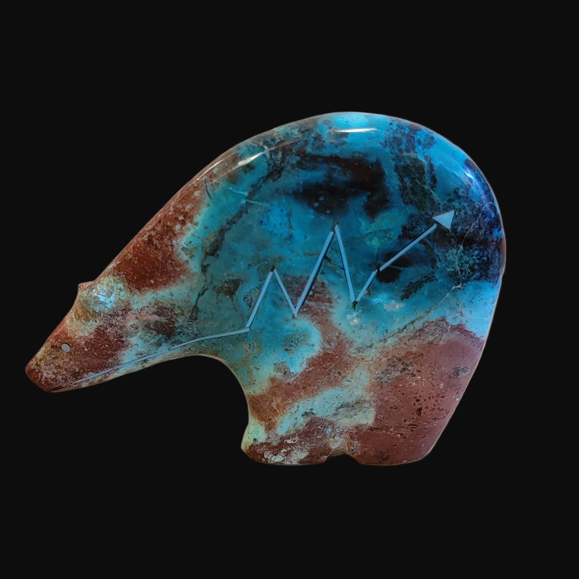 Powerful and Beautiful Chrysocolla Medicine Bear Zuni Fetish