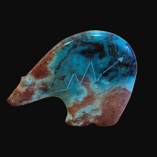 Powerful and Beautiful Chrysocolla Medicine Bear Zuni Fetish