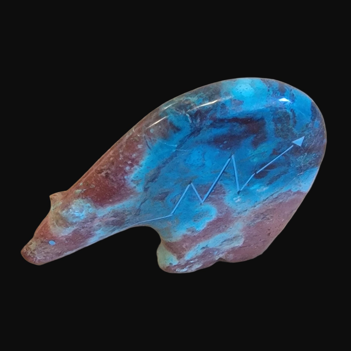 Powerful and Beautiful Chrysocolla Medicine Bear Zuni Fetish