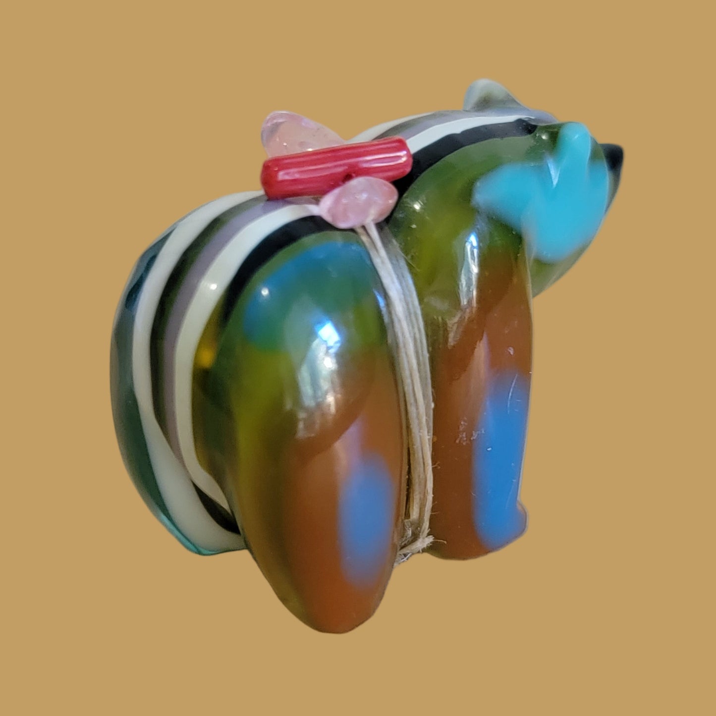 Surfite Bear w/Rose Quartz Pack Zuni Fetish