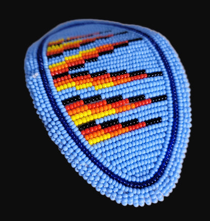 Large Traditional Fully Beaded/ Leather Backed Shoshone Hair Barrette Indian Beadwork/Jewelry