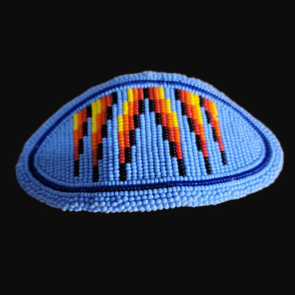 Large Traditional Fully Beaded/ Leather Backed Shoshone Hair Barrette Indian Beadwork/Jewelry