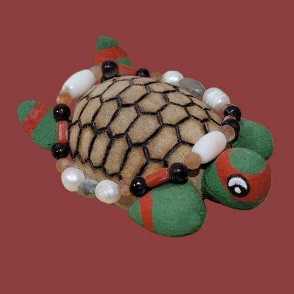 Holiday Red and Green Ninja Turtle Zuni Fetish/Folk Art