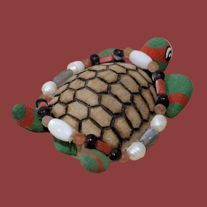 Holiday Red and Green Ninja Turtle Zuni Fetish/Folk Art