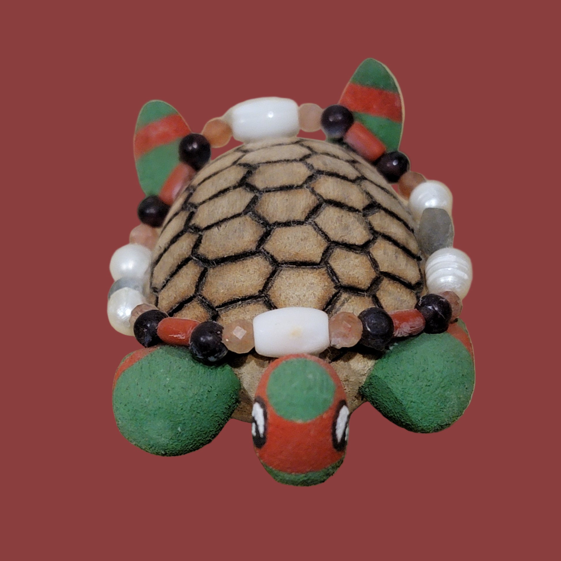 Holiday Red and Green Ninja Turtle Zuni Fetish/Folk Art