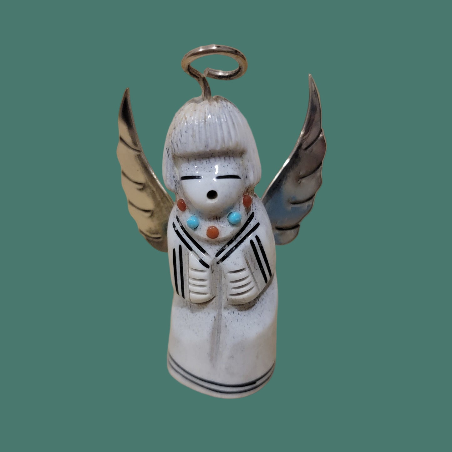 Antler Angel w/Sterling Silver Wings and Halo Zuni Fetish