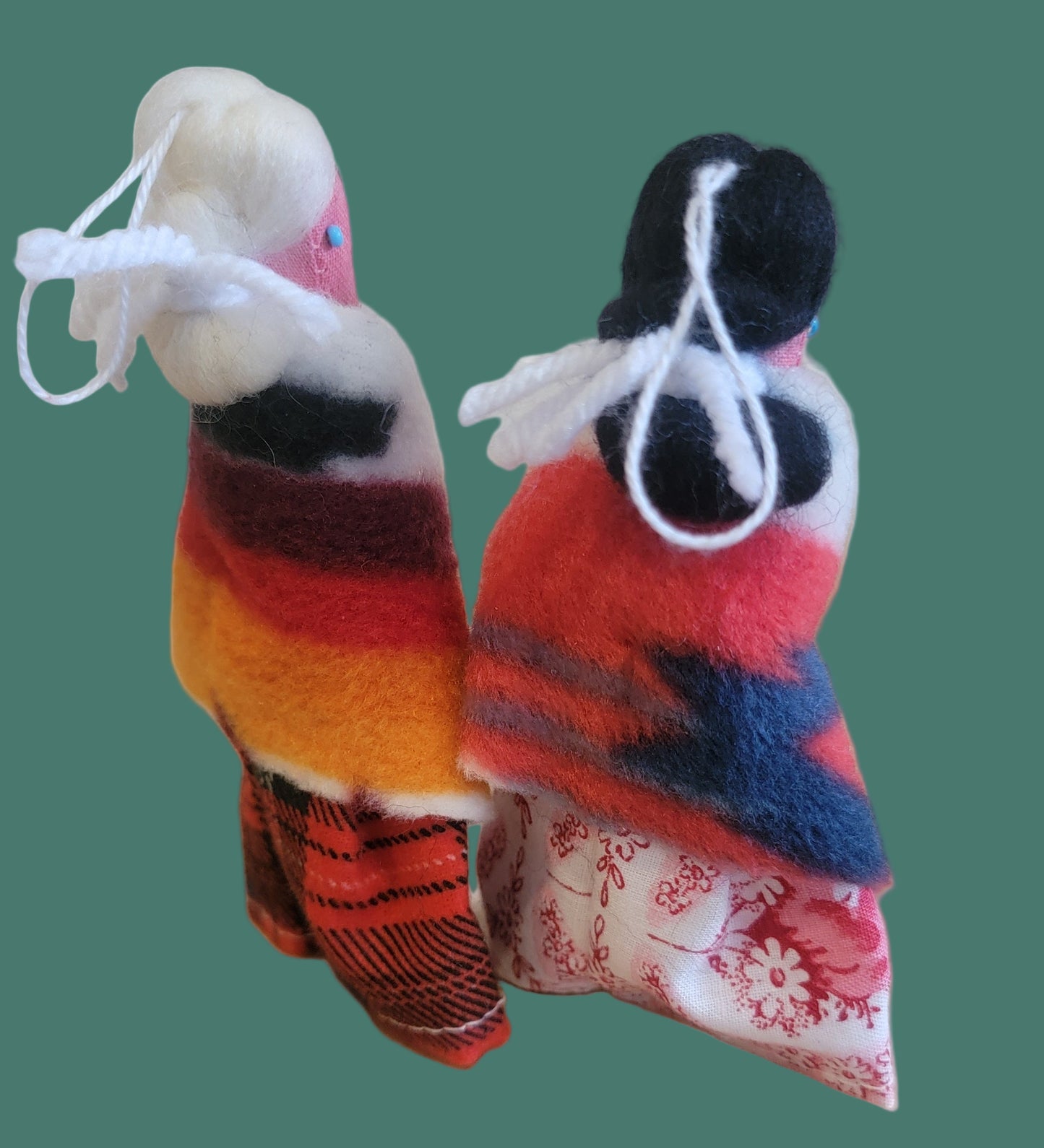 Set of Two Beautiful and Traditional Navajo Woman w/ Elder Holiday Ornaments /Folk Art/Beadwork