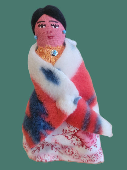 Set of Two Beautiful and Traditional Navajo Woman w/ Elder Holiday Ornaments /Folk Art/Beadwork