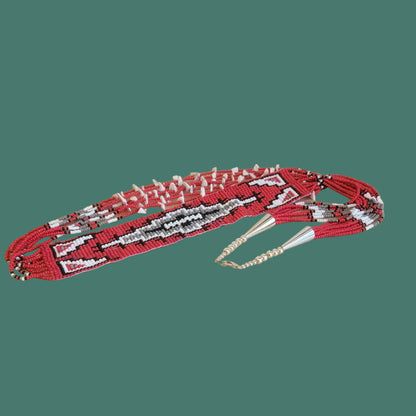 Festive White Buffalo Turquoise with Navajo Rug Design 8 Strand Beaded Necklace Indian Jewelry /Your Holiday "Go To!"