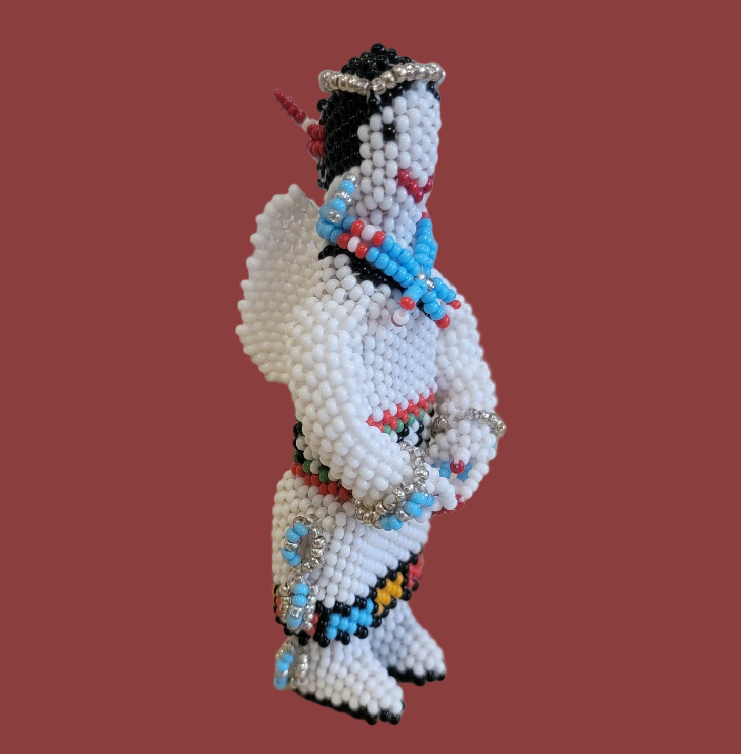 Fully Beaded Zuni Angel w/ Wings, Halo and Jewelry Indian Beadwork