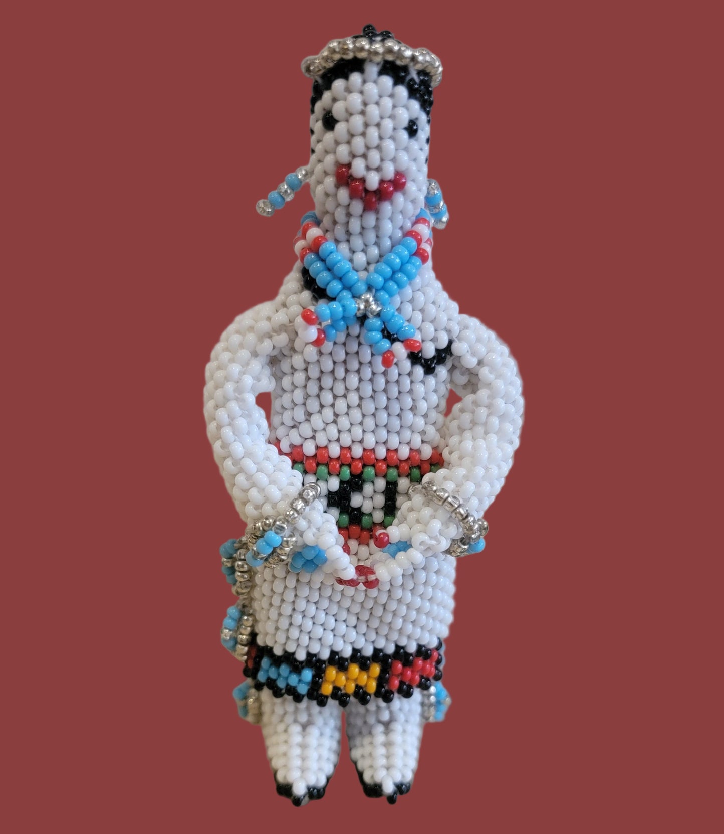 Fully Beaded Zuni Angel w/ Wings, Halo and Jewelry Indian Beadwork