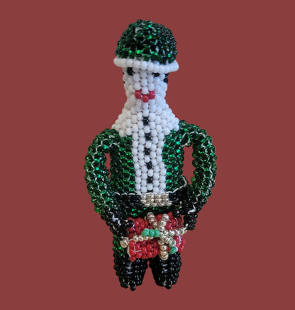 Fully Beaded Elf w/Present Indian Beadwork