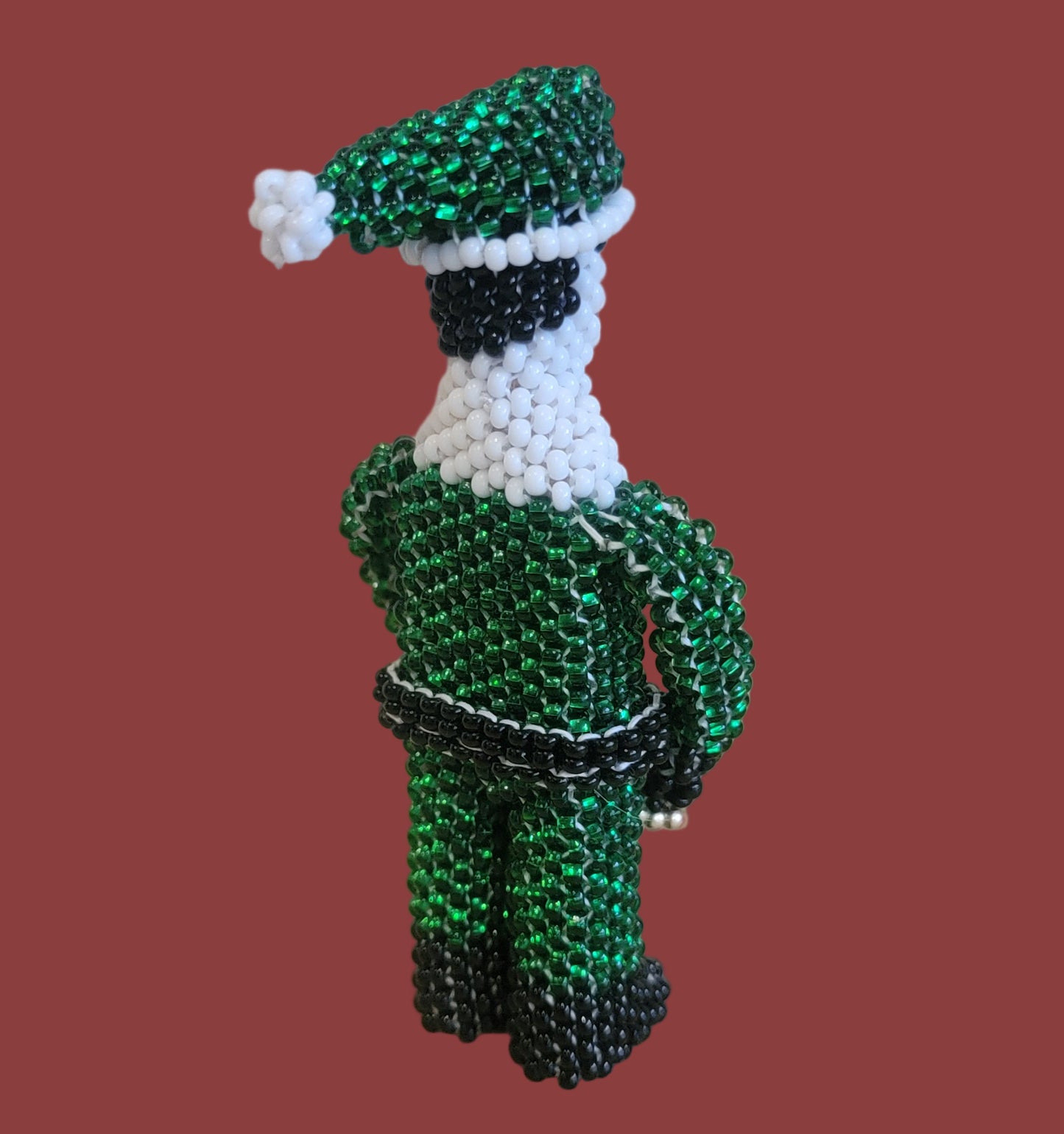 Fully Beaded Elf w/Present Indian Beadwork