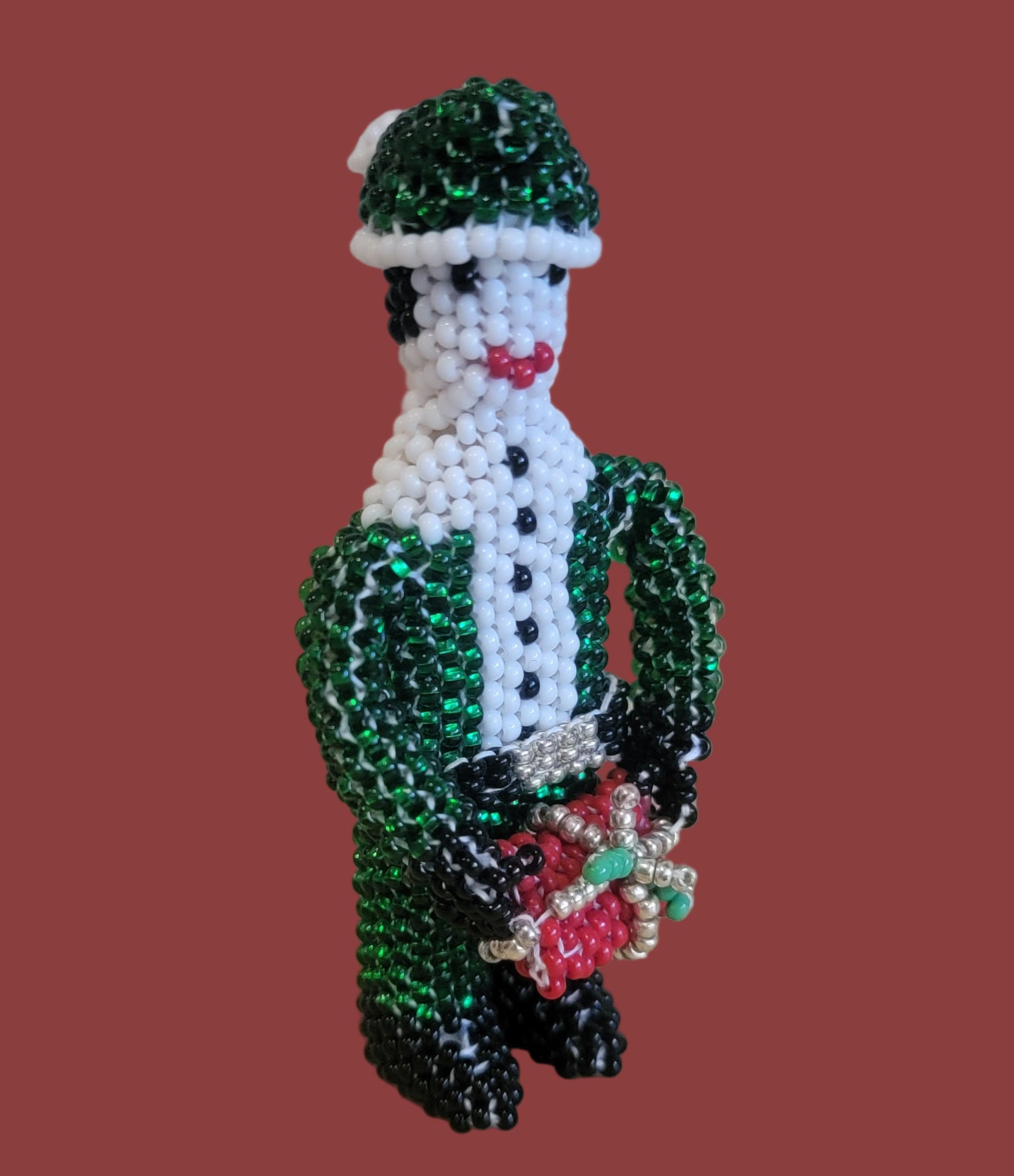 Fully Beaded Elf w/Present Indian Beadwork