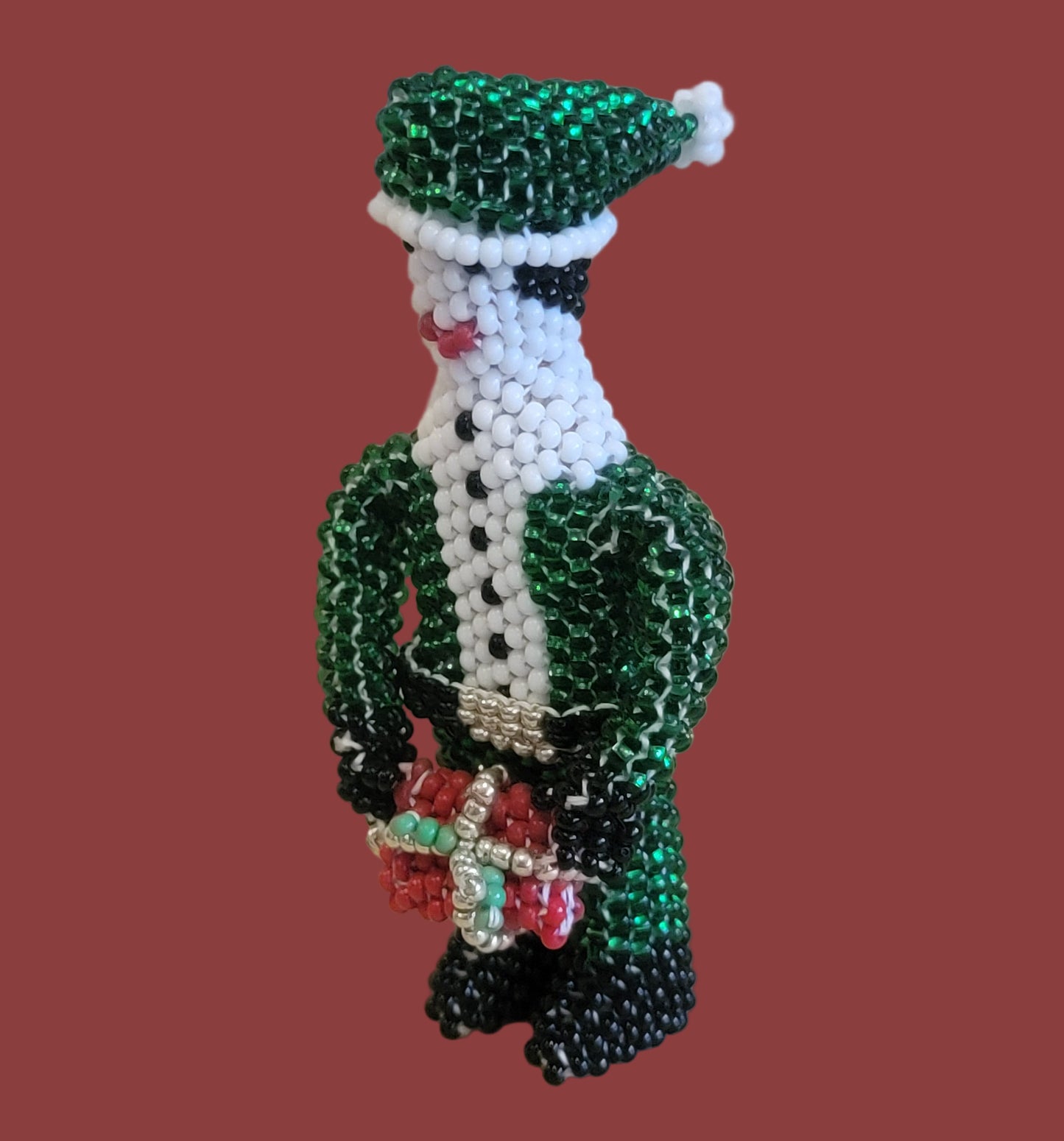 Fully Beaded Elf w/Present Indian Beadwork