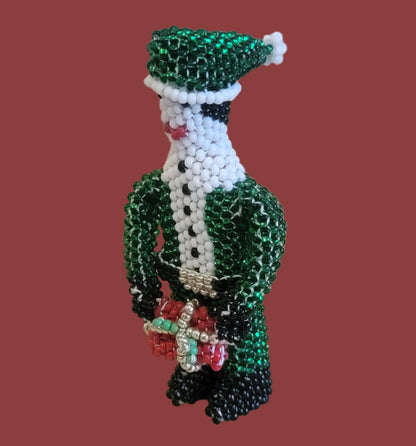 Fully Beaded Elf w/Present Indian Beadwork