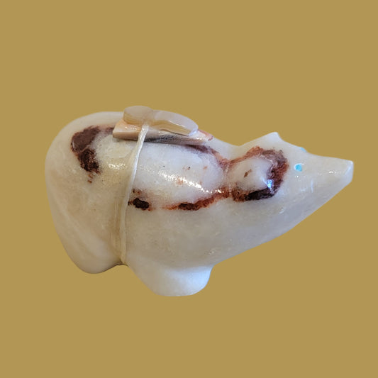 Cute Onyx Bear w/Pack Zuni Fetish