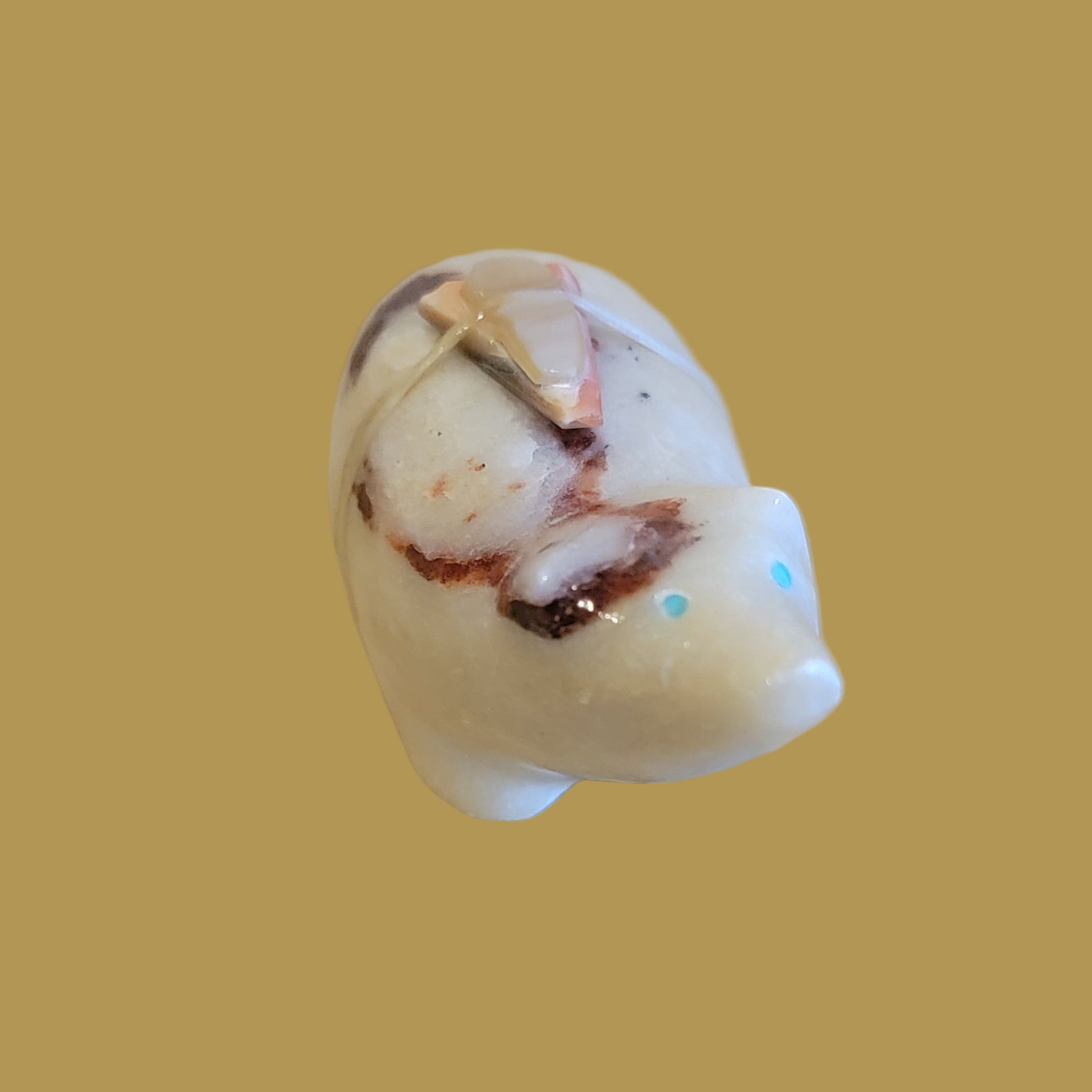 Cute Onyx Bear w/Pack Zuni Fetish