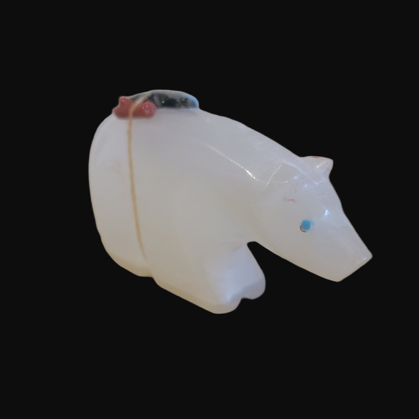 Large Selenite Bear w/Pack Zuni Fetish