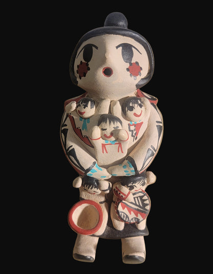 Jemez Pueblo Pottery Storyteller with 5 Children and Pottery Bowl and Dish