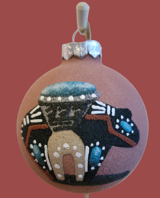 Bear Fetish w/Monument Valley Navajo Sandpainted Holiday Ornament
