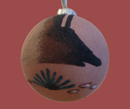 Bear Fetish w/Monument Valley Navajo Sandpainted Holiday Ornament