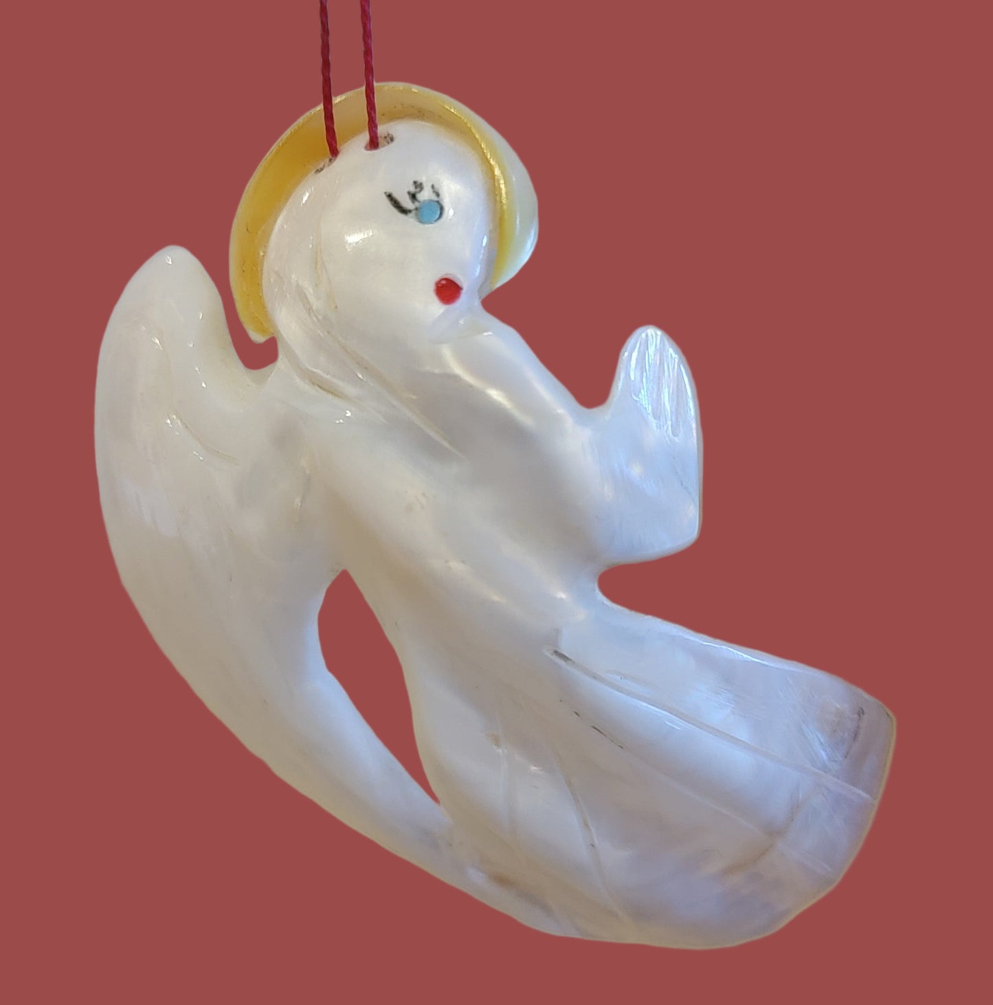 Elegant Mother of Pearl Angel Zuni Holiday Fetish/Ornament