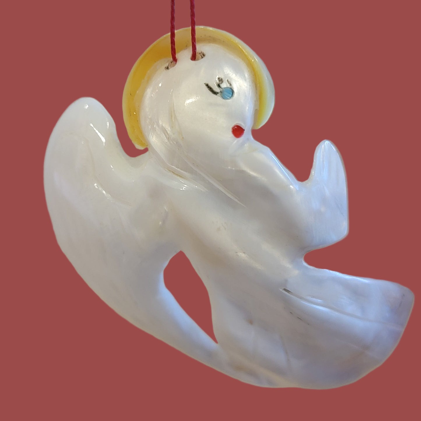 Elegant Mother of Pearl Angel Zuni Holiday Fetish/Ornament