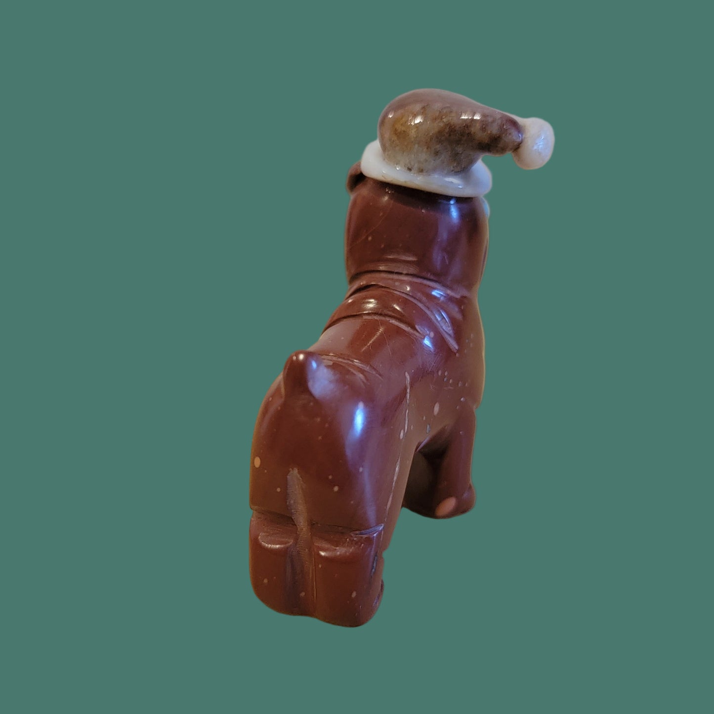 Pipestone Holiday Santa Pug/ Pup/ Dog with Hat Zuni Fetish