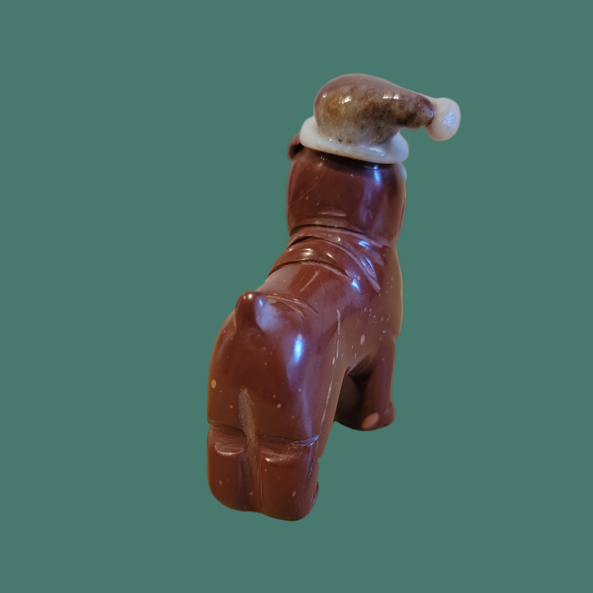 Pipestone Holiday Santa Pug/ Pup/ Dog with Hat Zuni Fetish