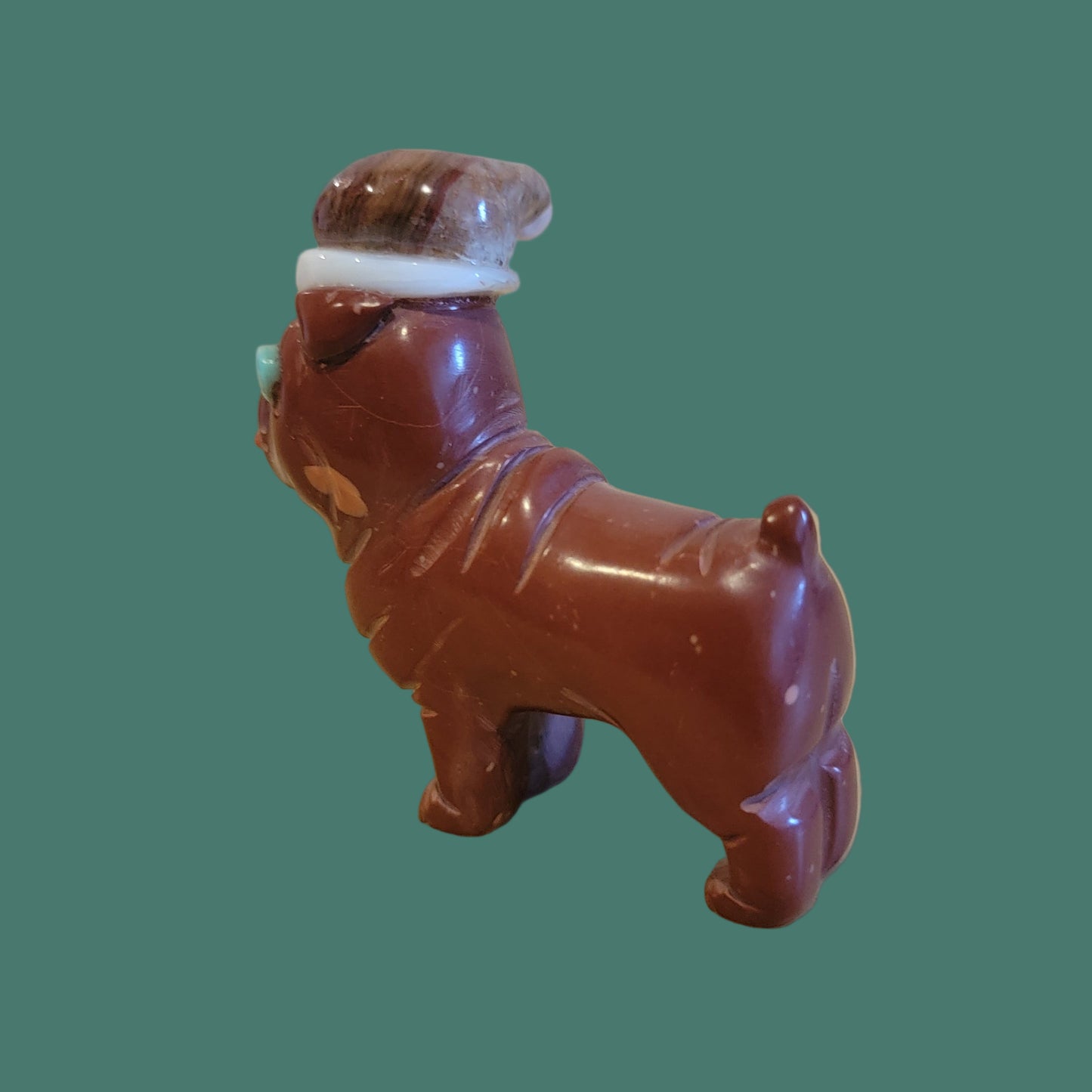 Pipestone Holiday Santa Pug/ Pup/ Dog with Hat Zuni Fetish