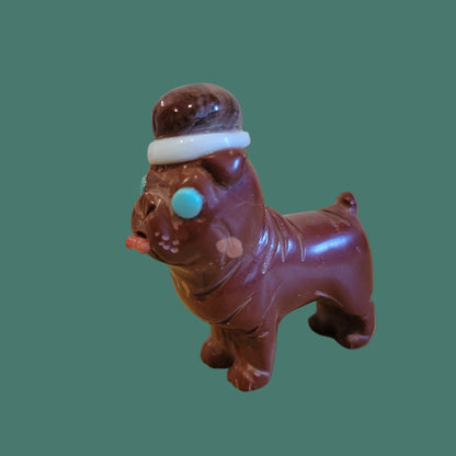 Pipestone Holiday Santa Pug/ Pup/ Dog with Hat Zuni Fetish