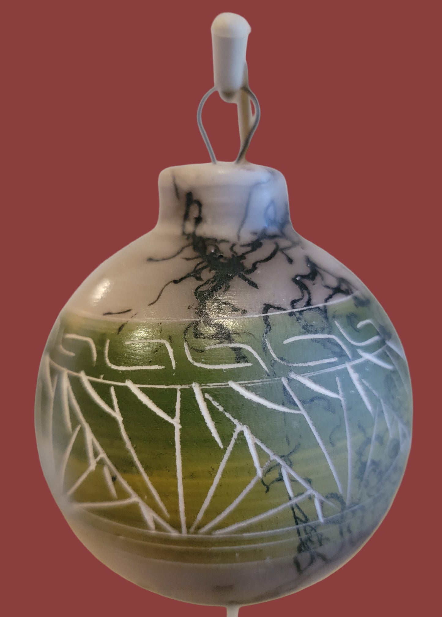 Navajo Horsehair Etched Pottery Holiday Ornament