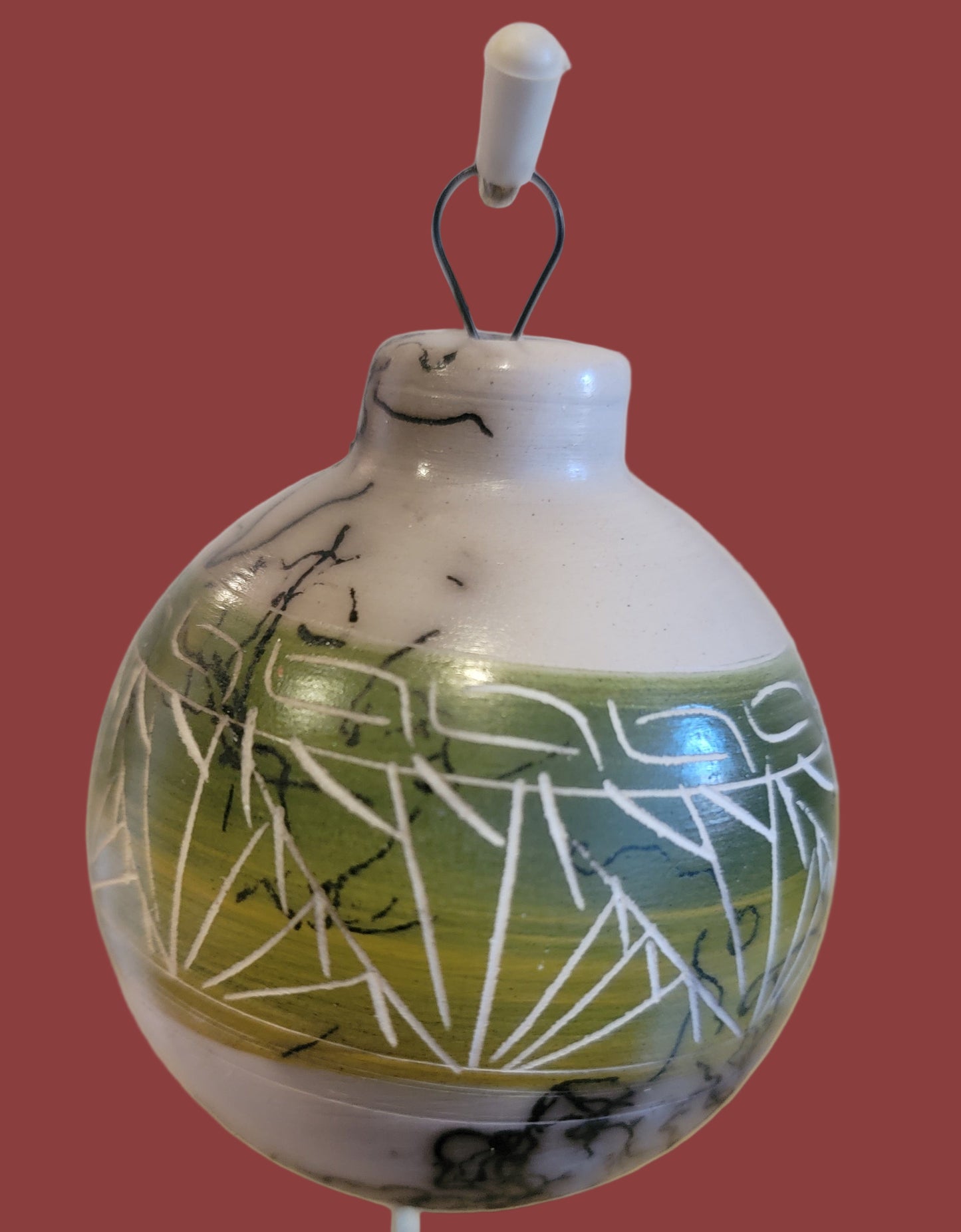 Navajo Horsehair Etched Pottery Holiday Ornament