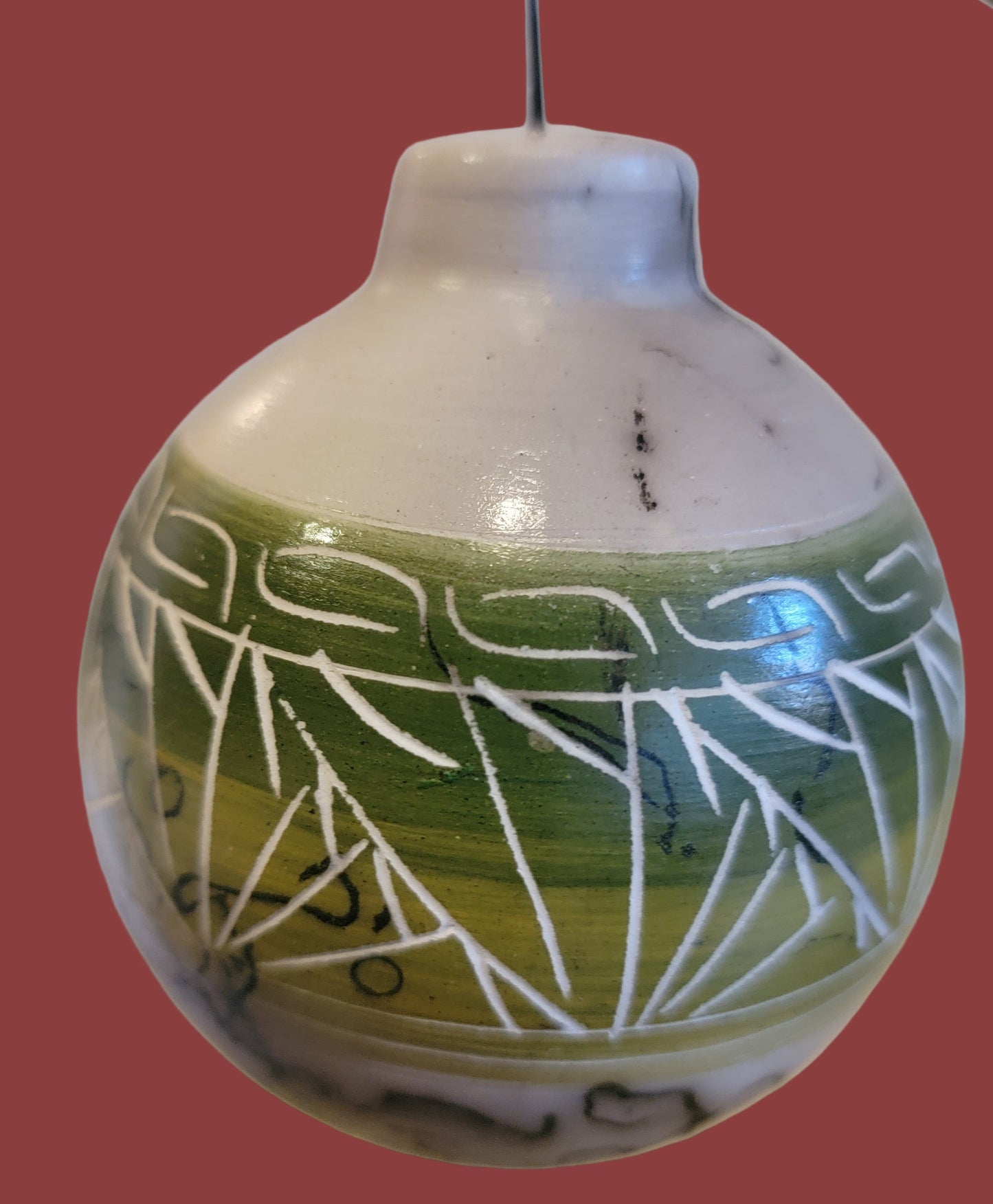 Navajo Horsehair Etched Pottery Holiday Ornament
