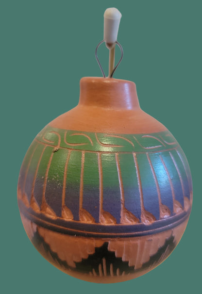 Navajo Redware Etched Holiday Pottery Ornament