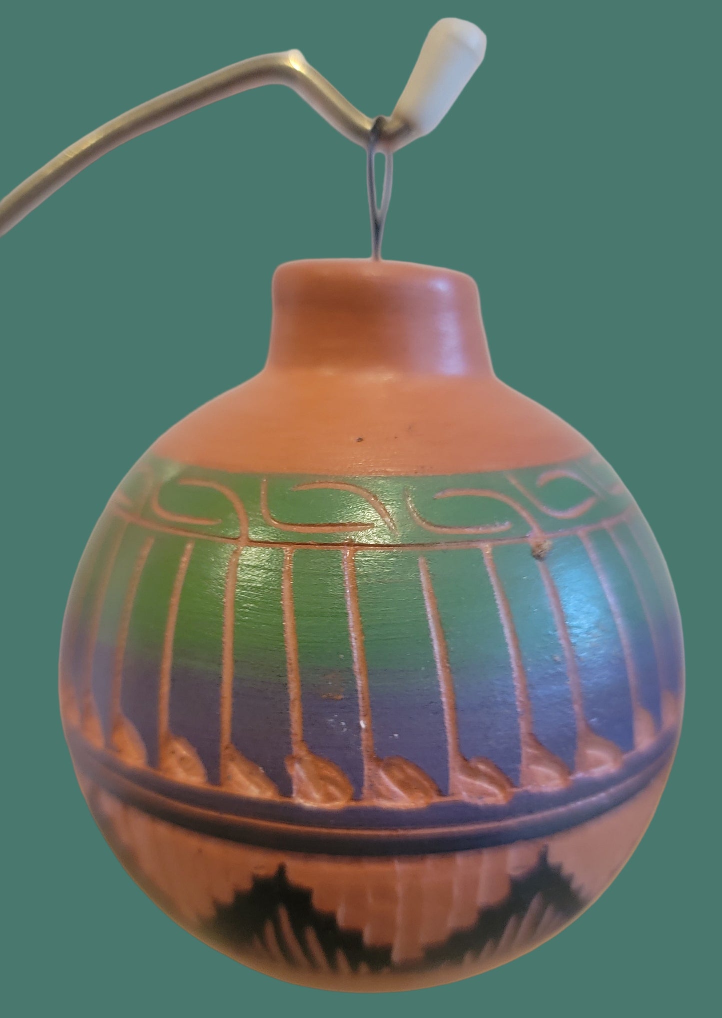 Navajo Redware Etched Holiday Pottery Ornament