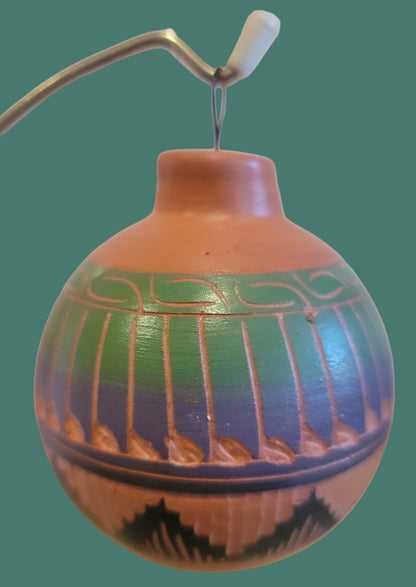 Navajo Redware Etched Holiday Pottery Ornament