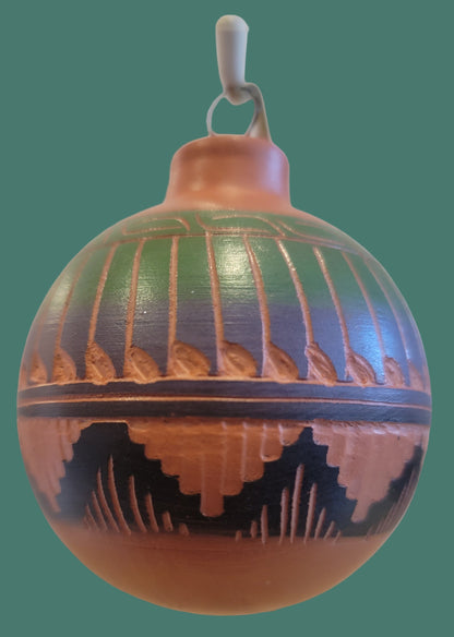 Navajo Redware Etched Holiday Pottery Ornament