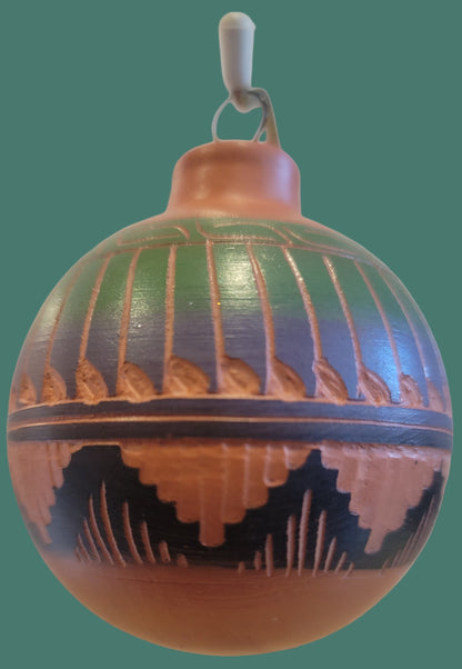 Navajo Redware Etched Holiday Pottery Ornament